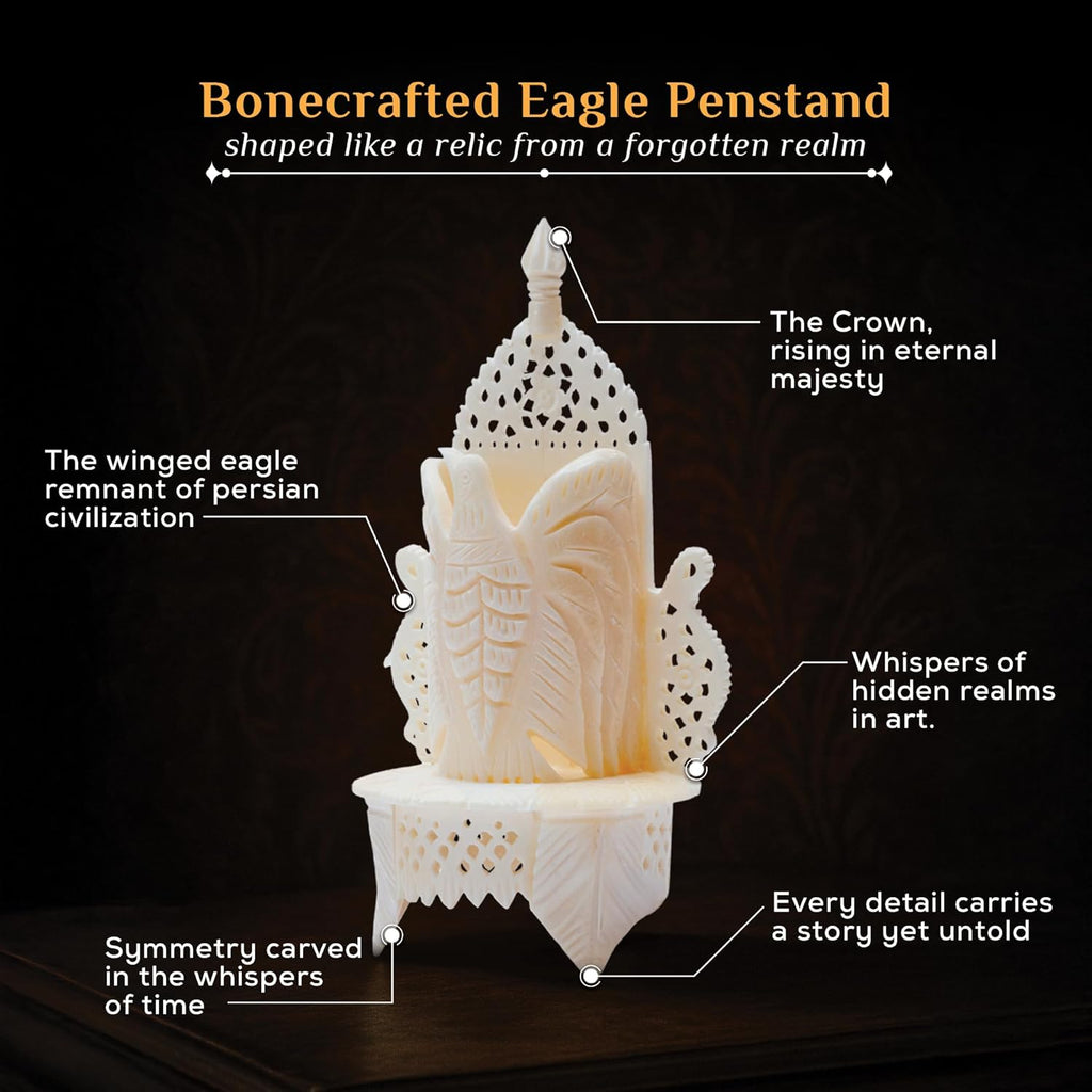 Dominion Class Eagle Pen Stand – Handcrafted Animal Bone Sculpture