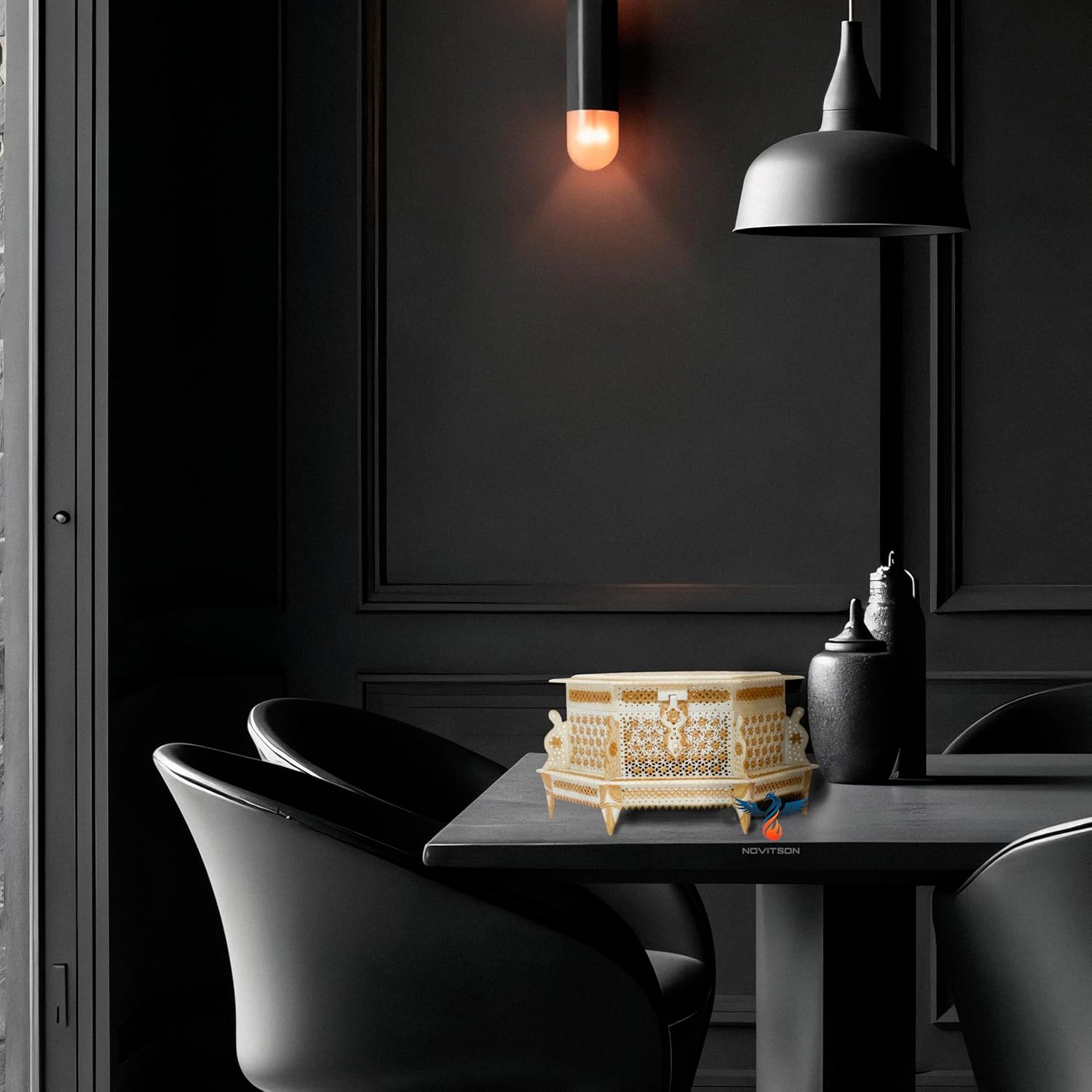 Royal Mashrabi Dahab Hexagon – Handcrafted Limited Edition | Animal Bone Exterior, Velvet Interior