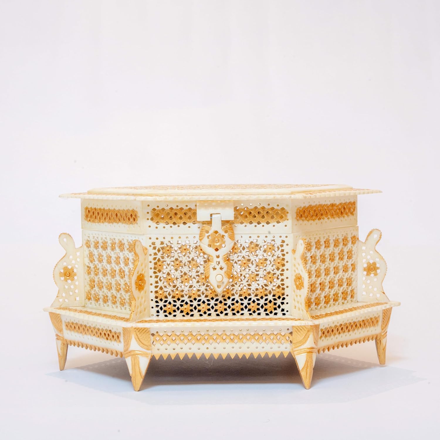 Royal Mashrabi Dahab Hexagon – Handcrafted Limited Edition | Animal Bone Exterior, Velvet Interior