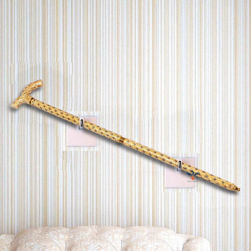 Pearl Walking stick – Dominion Class | Bone Handicraft Multicolor Cane | Animal Bone & Treated Wood | Elegant Antique Showpiece & Walking Aid