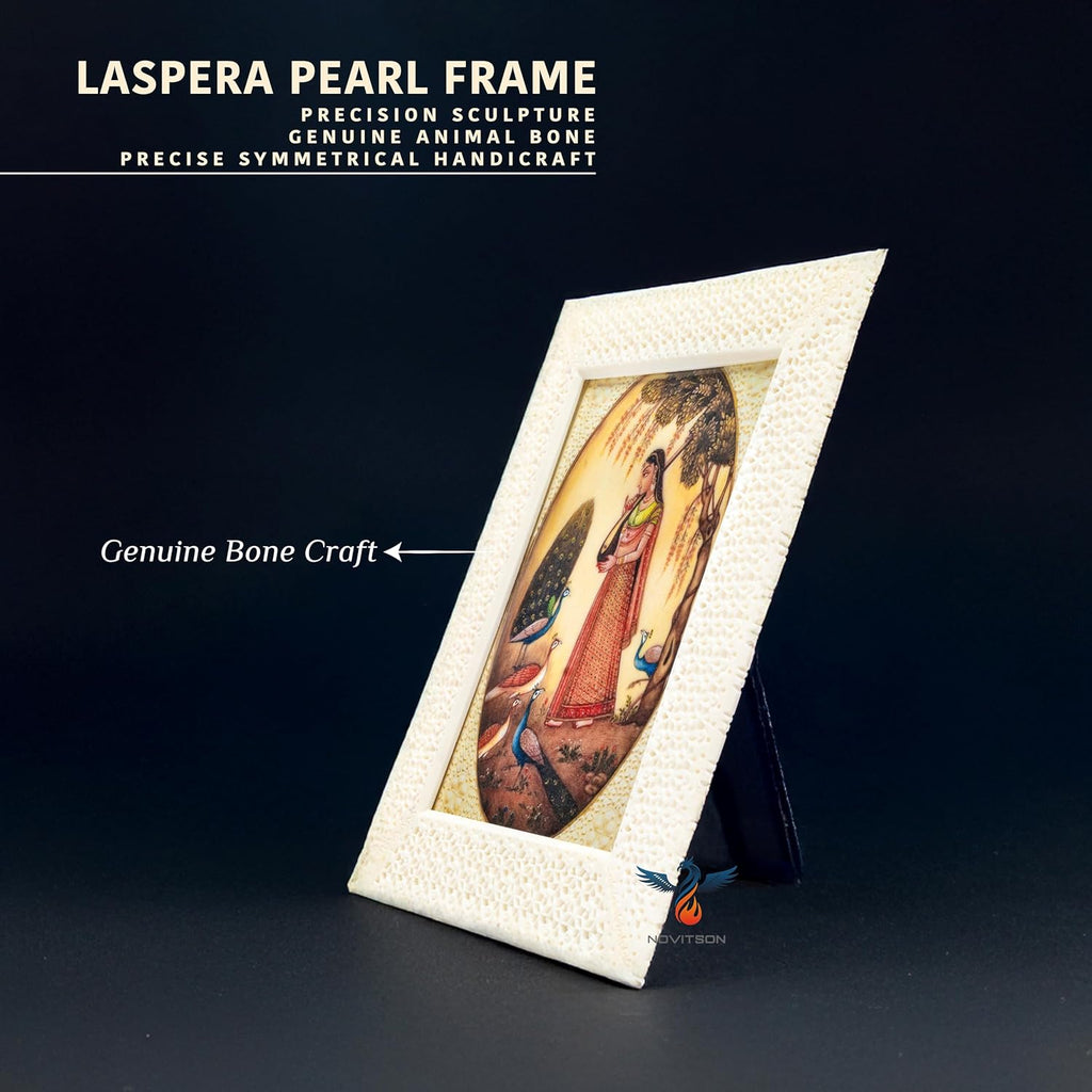 Laspera Pearl Frame – Animal Bone Photo Frame Handcrafted Off-White  | Elegant Decorative for Home & Office Display