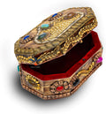 Le Prismaura – Bone crafted Natural Bone Artifact | Textured Exterior, Gemstone Inlay, Velvet Interior | Artisan Collector's Art